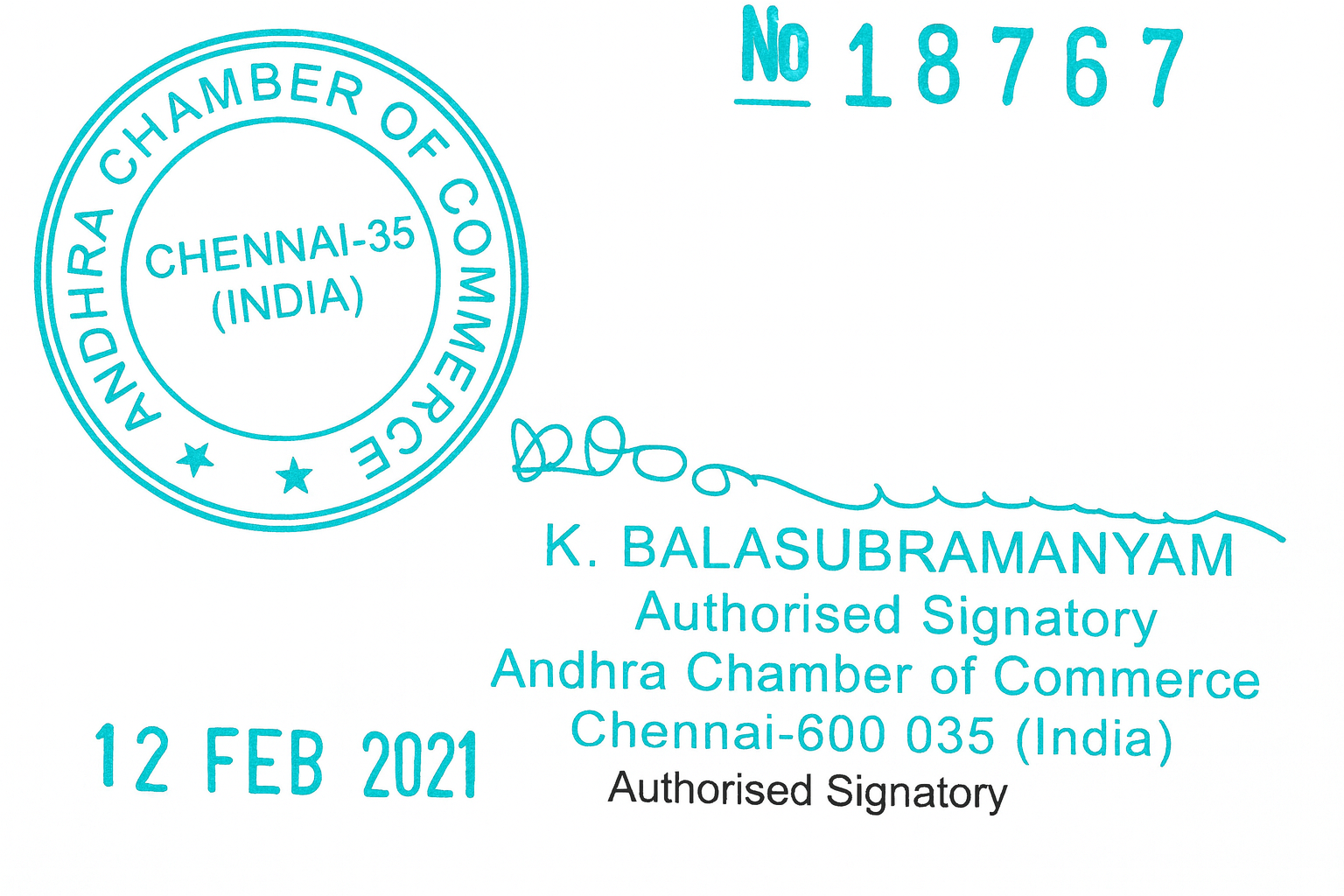 Andhra COC Attestation Seal Chennai India
