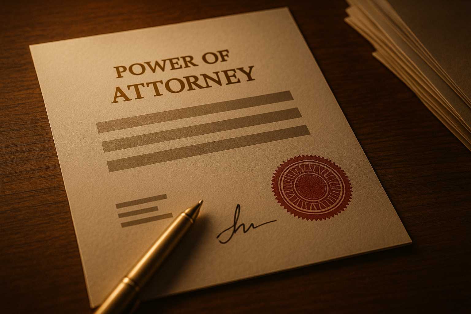 Power of Attorney document showing signature and verification stamp for MEA apostille in India
