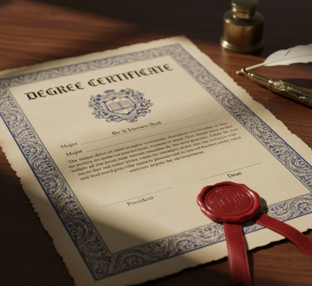 Original Indian Degree Certificate Sample for Apostille Verification